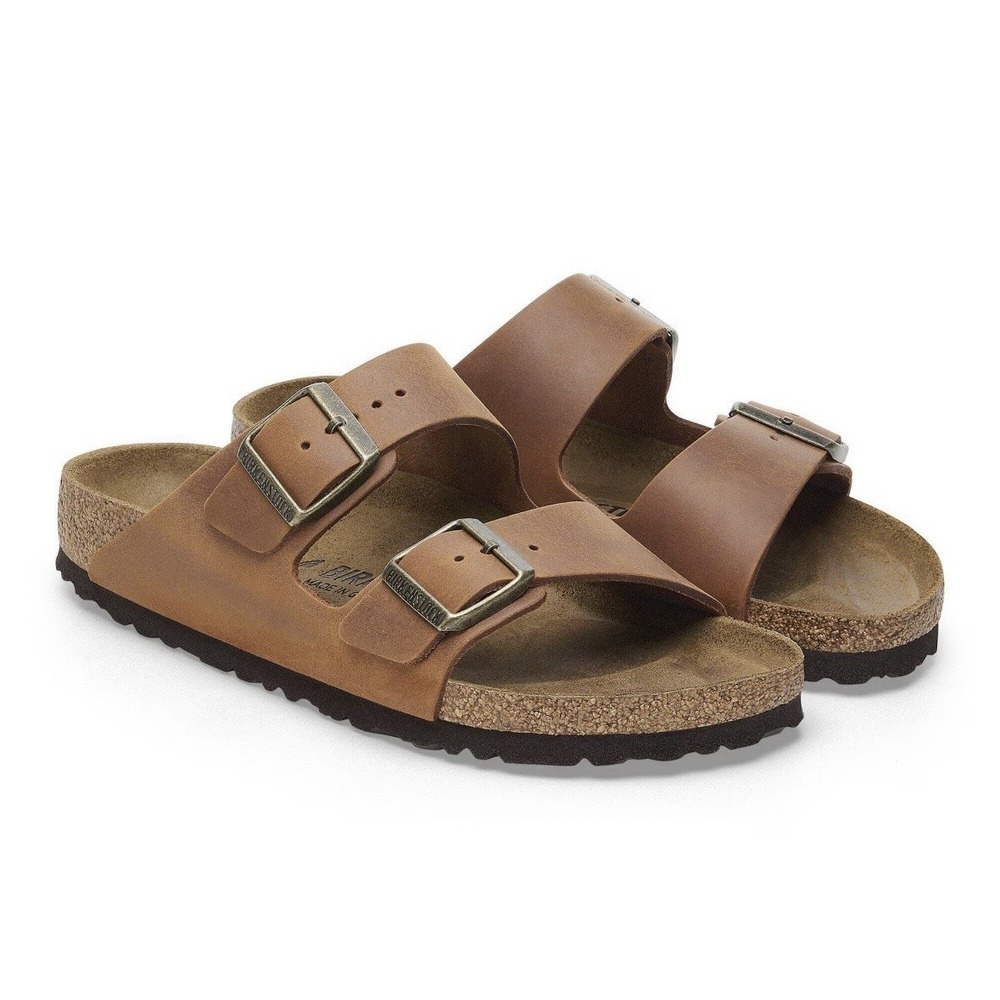 NIB Birkenstock Arizona Cognac Oiled Leather Sandal EU 48 US 15 Regular Fit
